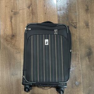 London Fog Black with Tan Stripes Men's Travel Bag